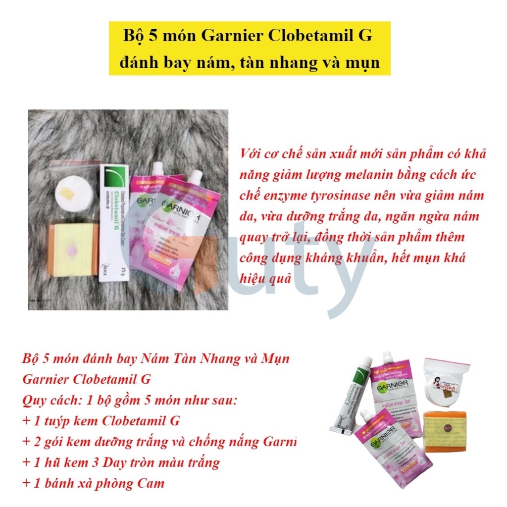 Bộ kem nám Garnier Clobetamil G sạch nám , tàn nhang, mụn, trắng da căng sáng mịn màng - Sứa closet | BigBuy360 - bigbuy360.vn