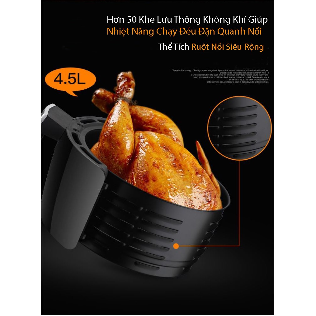 Nồi chiên không dầu Shanben SB-D18 1400W 4.5L bảo hành 12 tháng