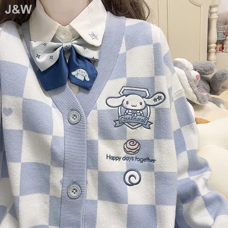 Jk Đồng Phục Áo Len Nữ Học Sinh Checkered Thêu Kintted Cardigan Nhật Bản Hàn Quốc Đại Học Phong Cách Đồng Phục Trường Học Plus Kích Thước Áo Rời