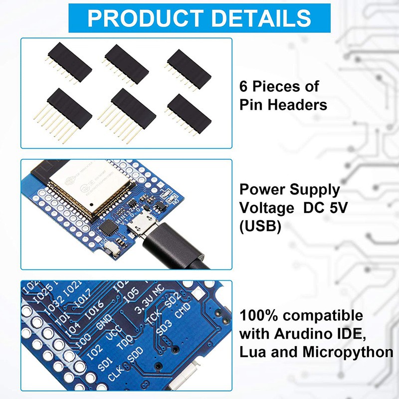 LIVE MINI KIT ESP32 Wireless WiFi Bluetooth 2 in 1 Dual-Core CPU Development Board ule