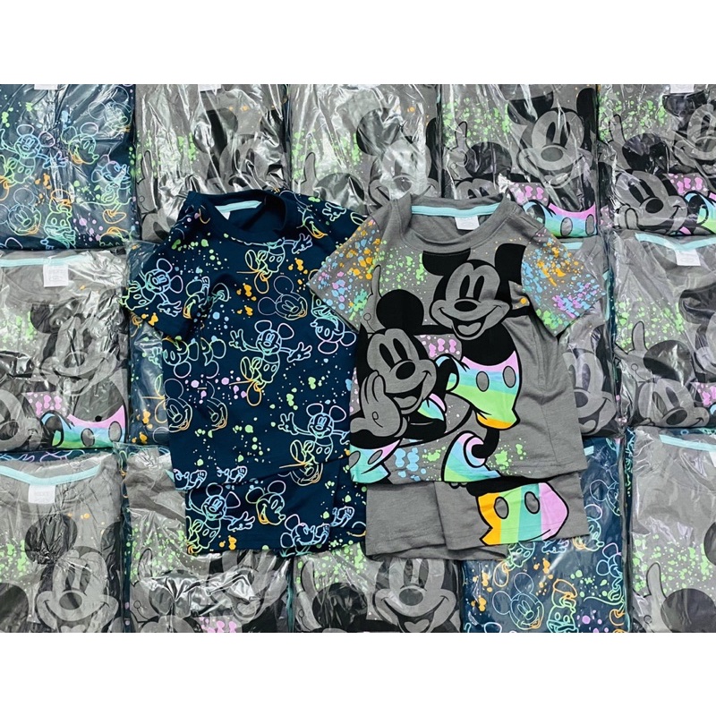 Set 2 bộ cộc tay Mickey cho bé trai màu ghi xanh size từ 10-24 cân
