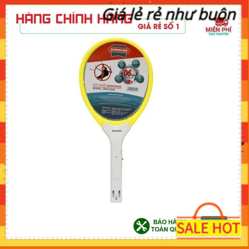 Vợt muỗi Sunhouse SHE-E200  tích hợp đèn báo sạc tiện dụng, nhựa ABS chịu va đập mạnh.