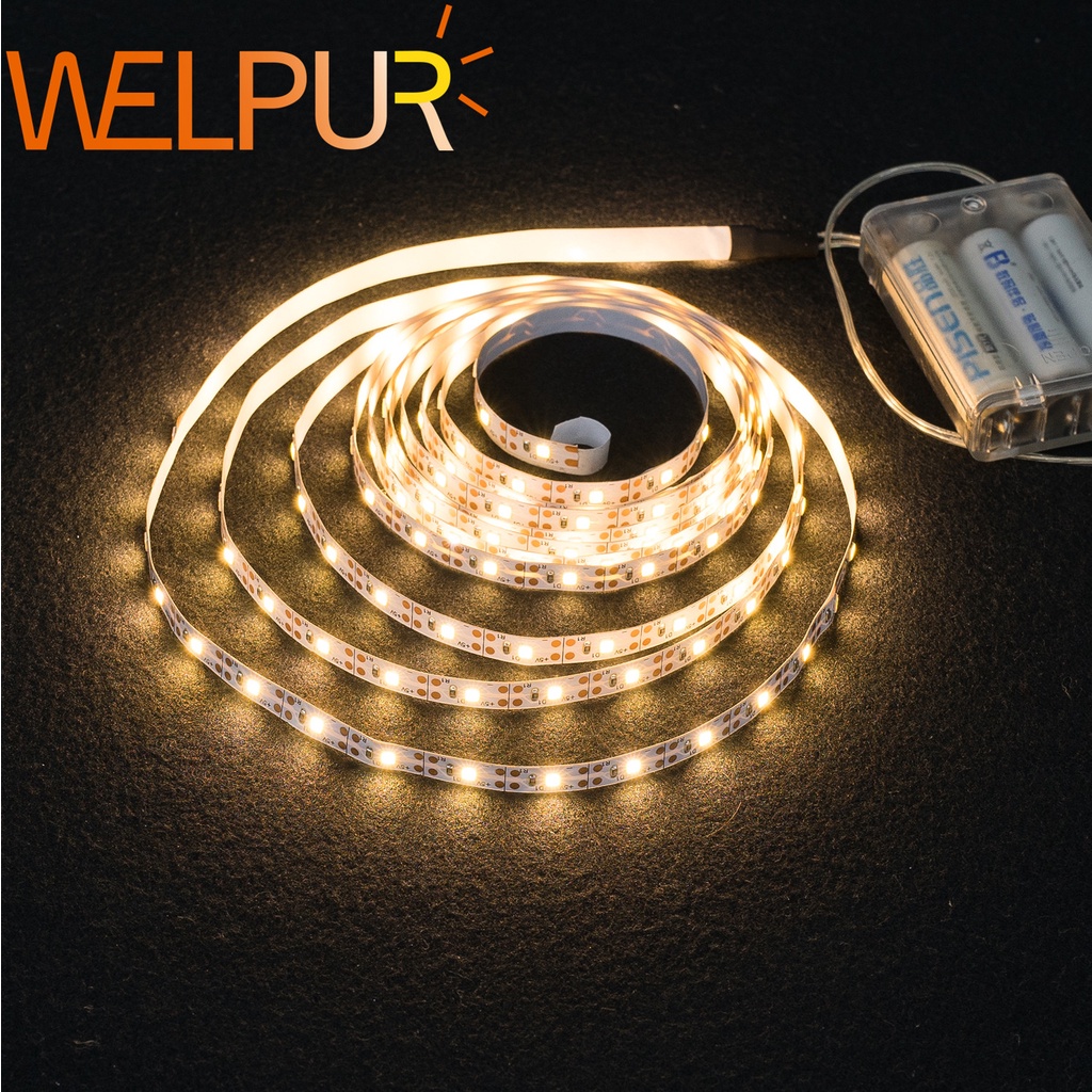 Đèn LED chạy bằng pin Dải ánh sáng trắng ấm SMD2835 Trang trí phòng ngủ linh hoạt / Giáng sinh DIY