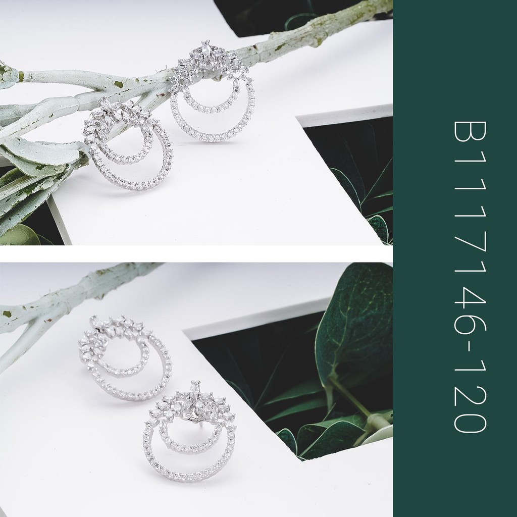 Bông tai nữ UHA mạ vàng 18K , đính kim cương nhân tạo B1117146-120