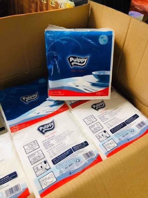 GIẤY VUÔNG PULPPY | Giấy 🧻 ăn pulppy .Giấy Vuông Emos (Giấy Ăn) 330mm x 330mm 100 tờ