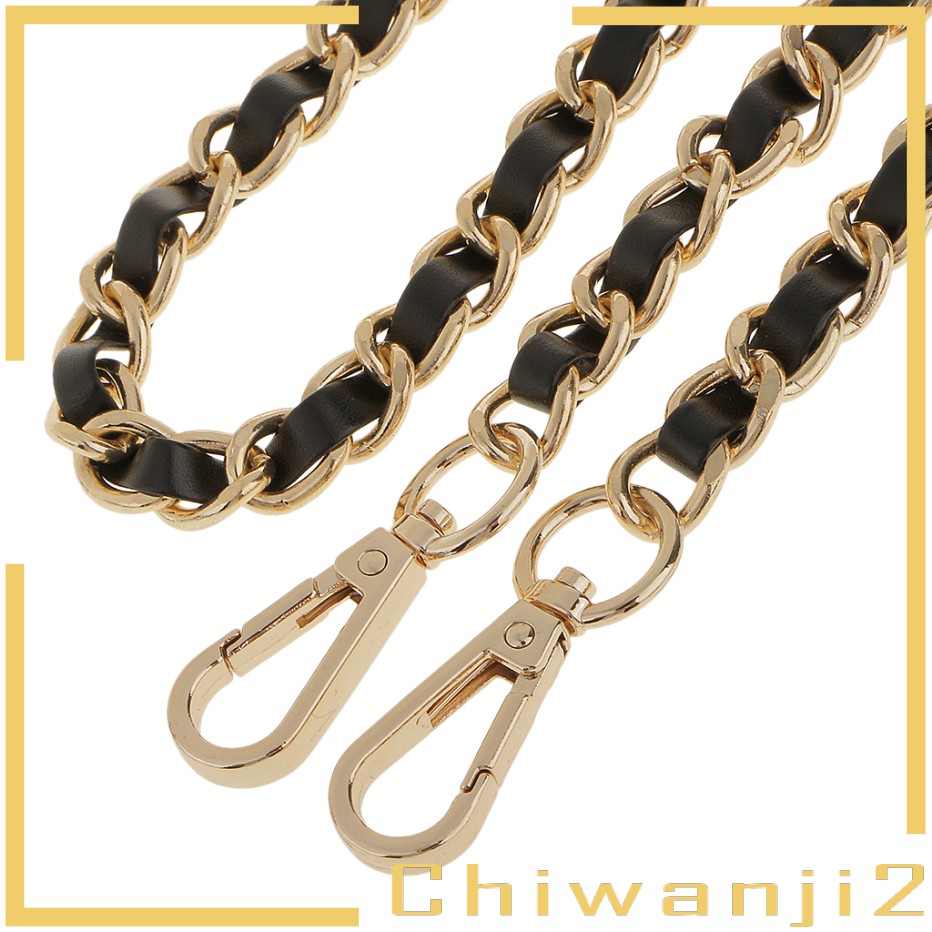 [Chiwanji2] Dây Xích Đeo Túi Xách Bằng Da Kim Loại Màu Xám + Đen