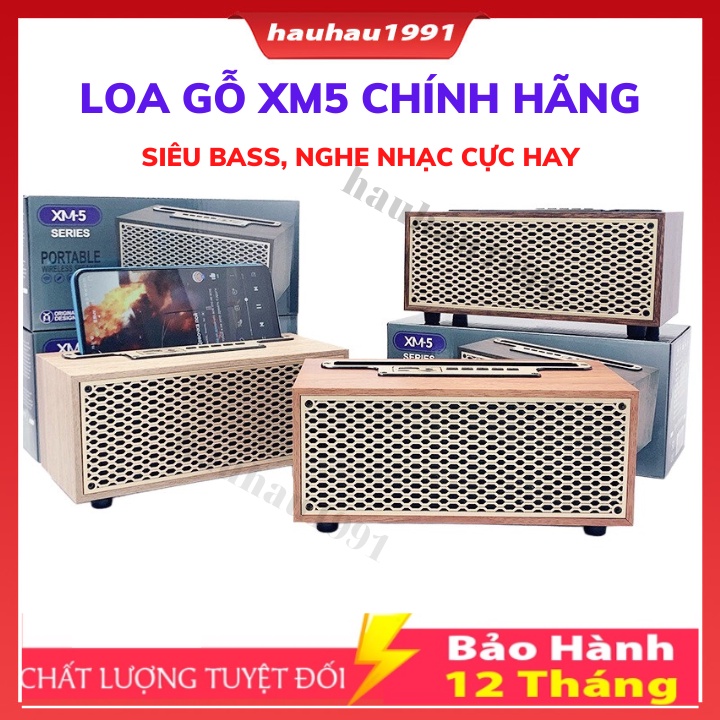 Loa bluetooth XM5 thùng gỗ , thiết kế sang trọng , có giá để điện thoại , âm thanh cực hay, Bảo Hành 12 Tháng