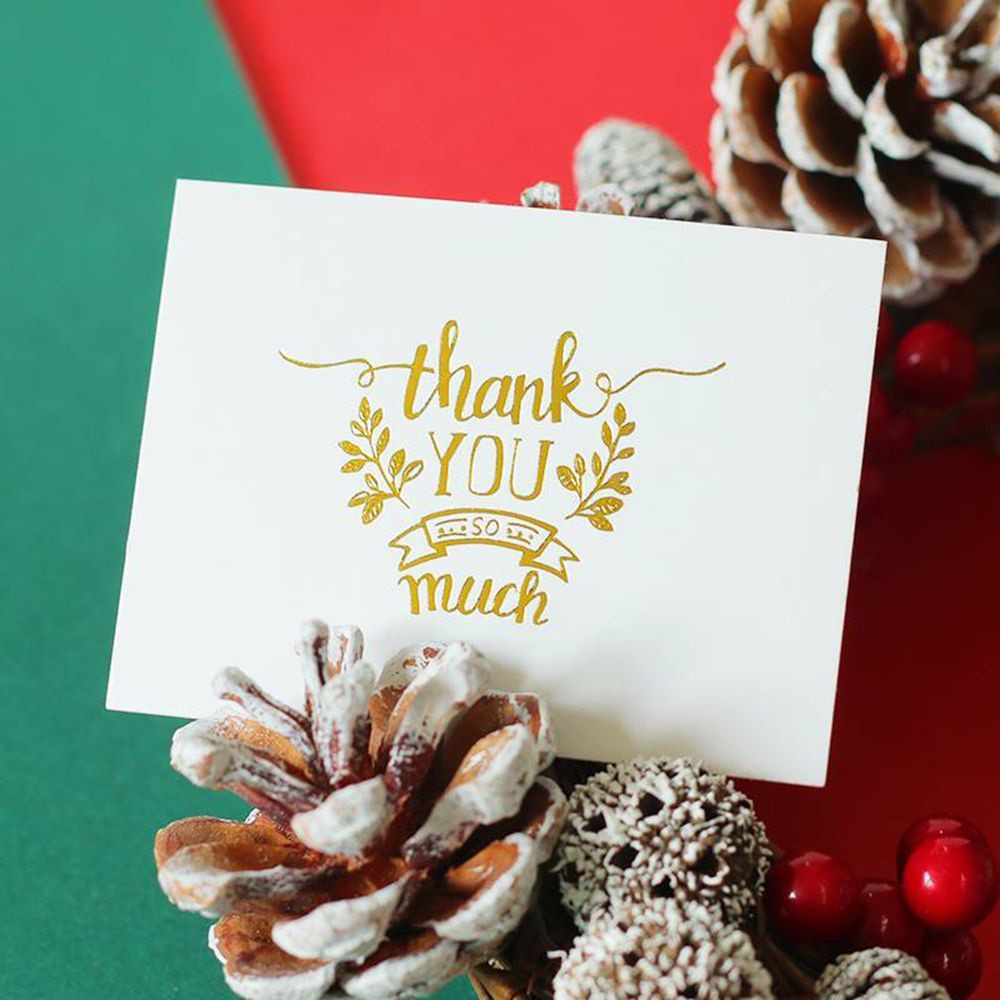 Set 100 Tấm Thiệp Mời Sinh Nhật / Đám Cưới Mini Dập Nổi Họa Tiết Chữ Thank You Diy