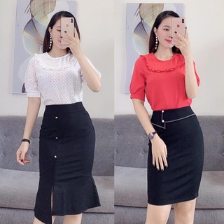 Áo Sơ Mi Chấm Bi Nữ Tay Bồng