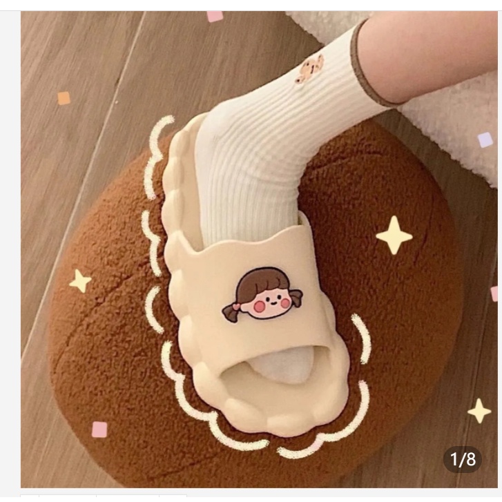 Dép đi trong nhà đế dày chống trượt họa tiết đám mây dễ thương cho nữ