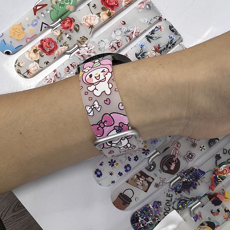 Dây Đeo Đồng Hồ Trong Suốt In Họa Tiết Đáng Yêu Cho Samsung Galaxy Watch Active 2 44/40mm