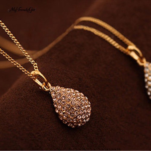 Vòng cổ mặt hình giọt nước đính kim cương thời trang cho nữ