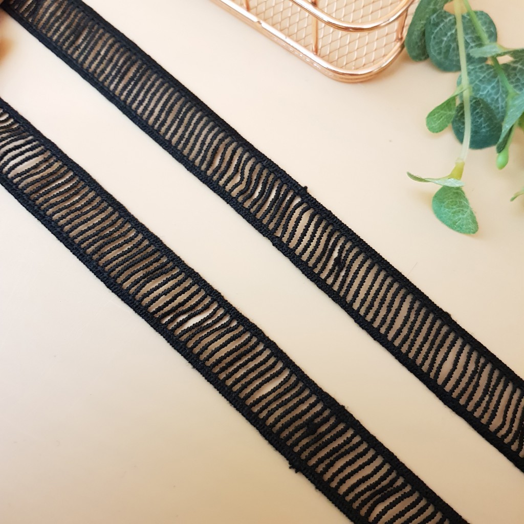 RC30 Cuộn 9 mét dây viền ren chỉ thêu hoa rộng 2cm ren may đồ, ren viền váy áo màu đen Maihoaflower