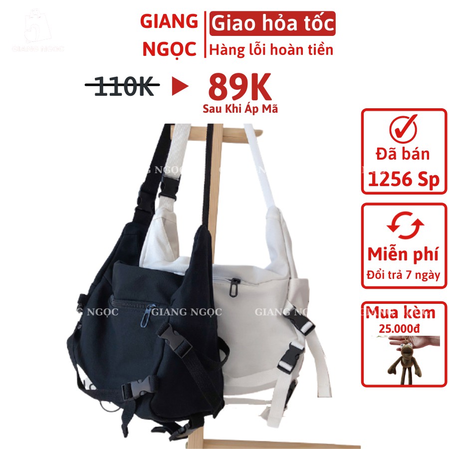 Túi đeo chéo đi học thời trang nam nữ hot nhất hai màu đen trắng
