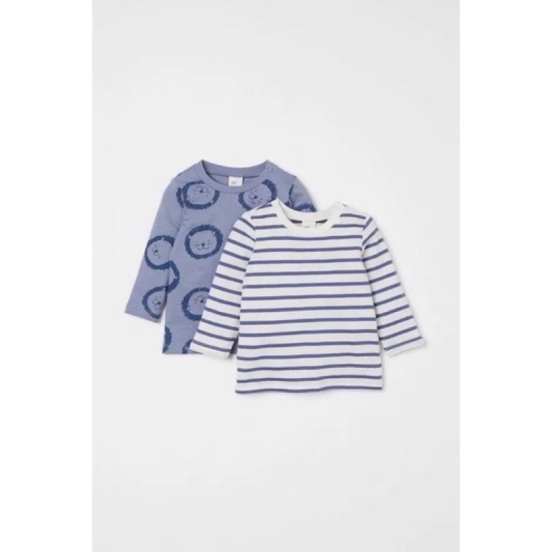 Set 2 áo cotton hm dài tay cho bé trai