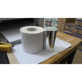 Combo 20c decal 35x22 ,cuộn 2000 tem và 10c giấy in hóa đơn K80 đường kính 45mm Bọc bạc chống ẩm