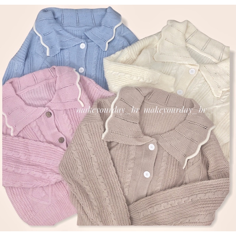 SALE Cardigan len cổ bèo tiểu thư freesize form rộng