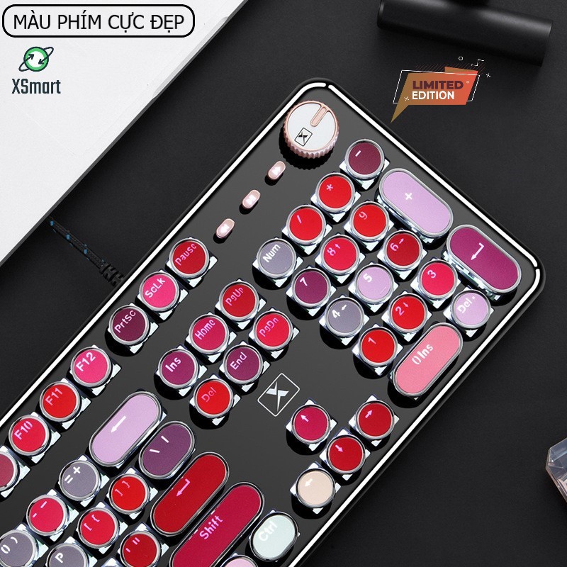 Bàn phím CƠ máy tính Lipstick K520 PRO LED đổi màu, bản Đặc Biệt siêu đẹp, phím cơ blue switch cho pc, laptop