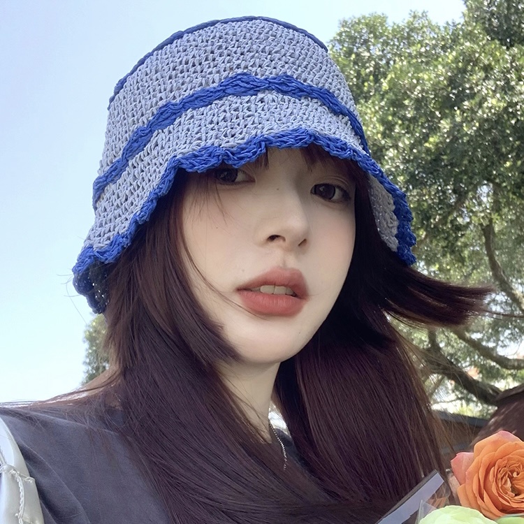 Mũ rơm MG STUDIO viền hoa kiểu dáng thời trang