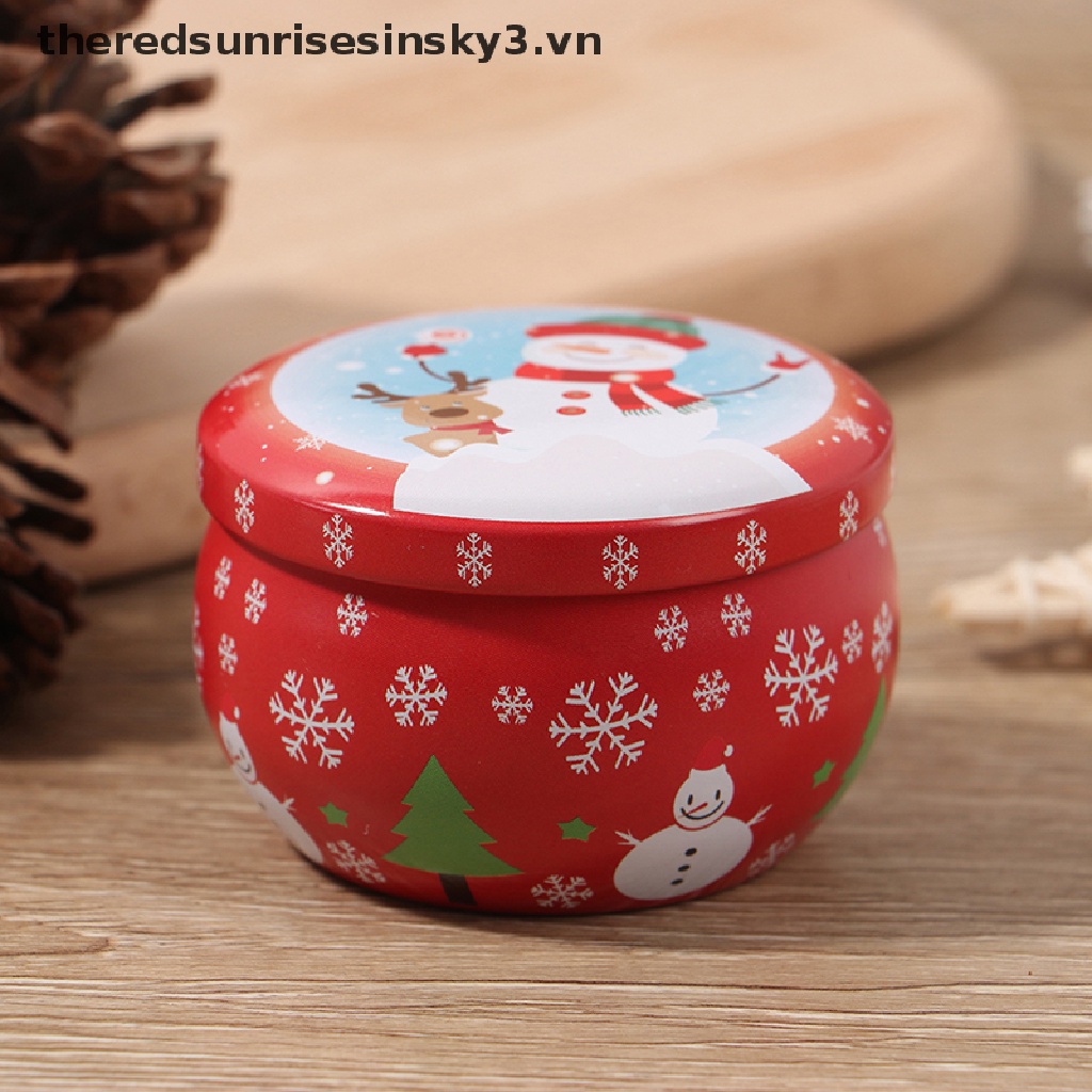 Hộp kim loại đựng kẹo/ làm nến phong cách Giáng sinh
