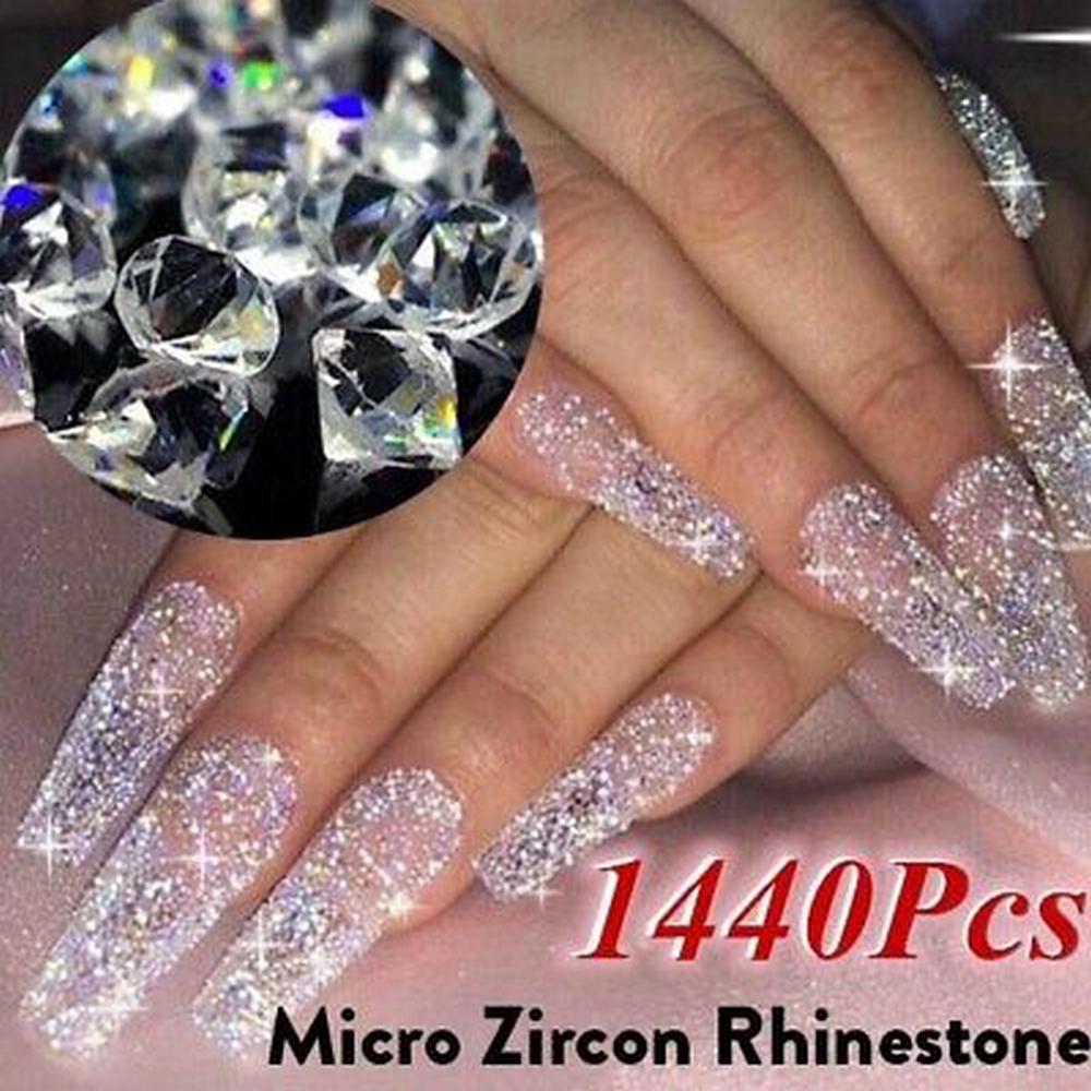 Cod In Stock New 1440Pcs Crystal Rhinestone 3D Glitter Jewelry Glass Diamond Gems DIY Nail Art Decor