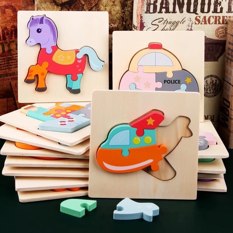Tranh 3D Ghép Hình Nổi - Kích Thước 15 x 15 cm, Chất Liệu Gỗ Cao Cấp, Phù Hợp Cho Bé 1-3 Tuổi