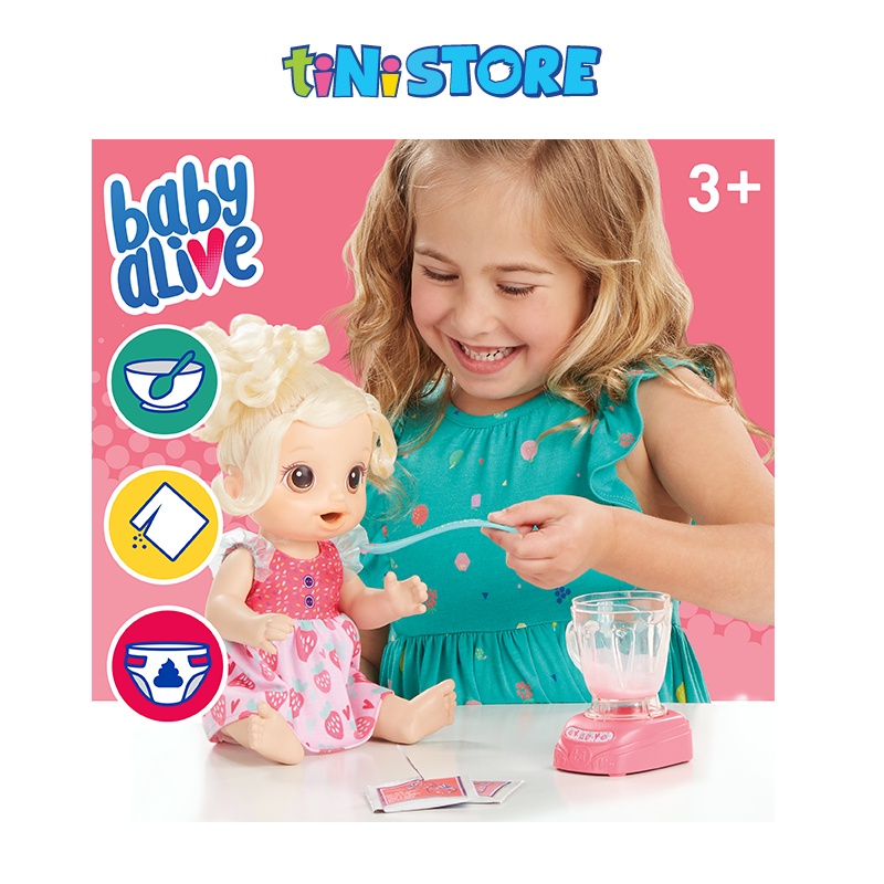 Đồ chơi bé gái Hasbro búp bê em bé xay sinh tố dâu Baby Alive E6943