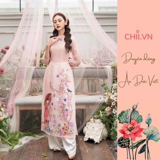 Áo Dài Cách Tân Tơ Óng Đính Kết Cao Cấp, Áo Dài Tiểu Thư Sang Chảnh, Áo Dài Tết Đẹp