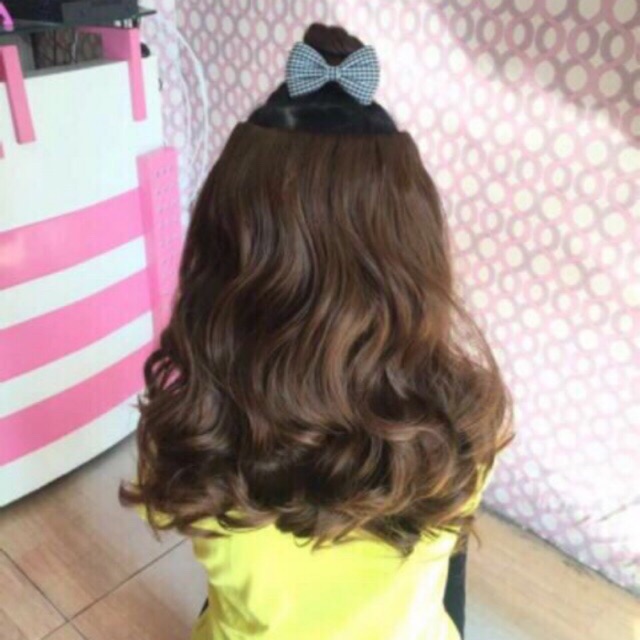 Tóc kẹp nữa đầu❤️freeship 50k❤️kẹp 6 phím ngắn xoăn qua vai- hình thật