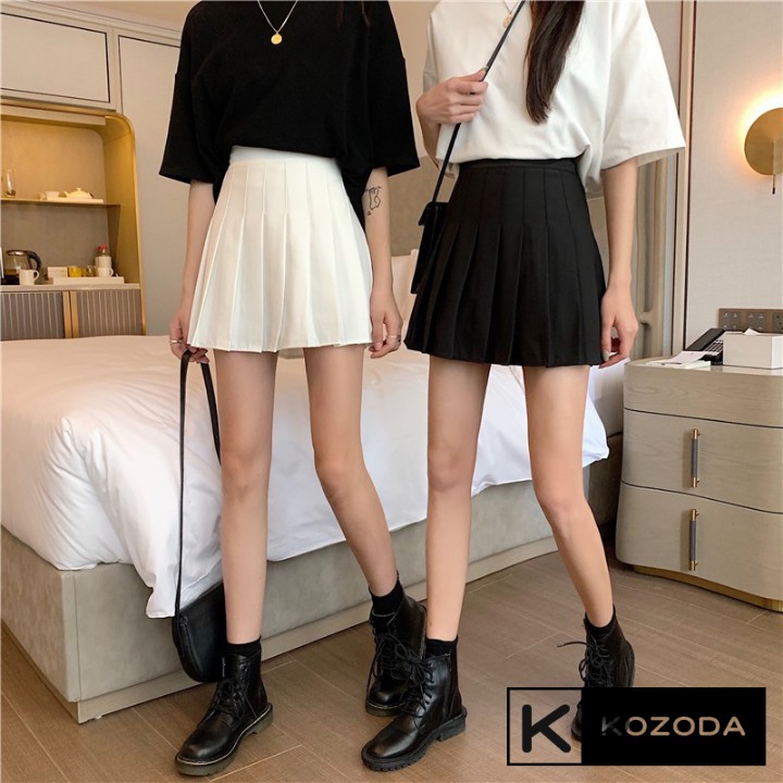 Chân váy tennis xếp li màu trắng đen xếp ly skirt cạp lưng cao ngắn chữ a phong cách ulzzang cv5b kozoda