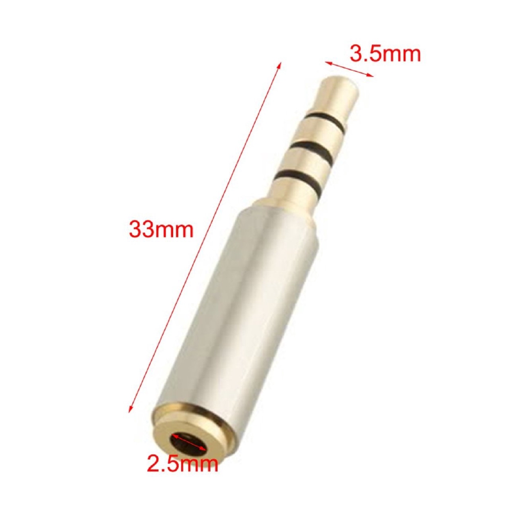 A Gold 3.5mm Male  to 2.5mm Female  Audio Stereo Headphone Jack Adapter Converter