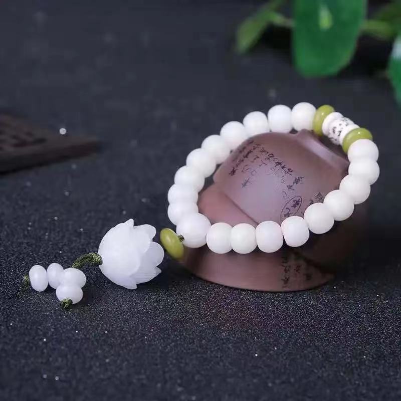 Vòng tay hạt ngọc bích màu trắng 10mm tùy chọn kiểu dáng