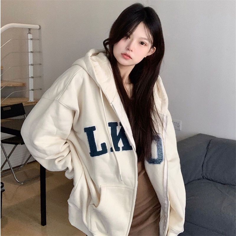 Áo Hoodies Tay Dài Hoạ Tiết Chữ In Thời Trang Mùa Thu Cho Phái Nữ