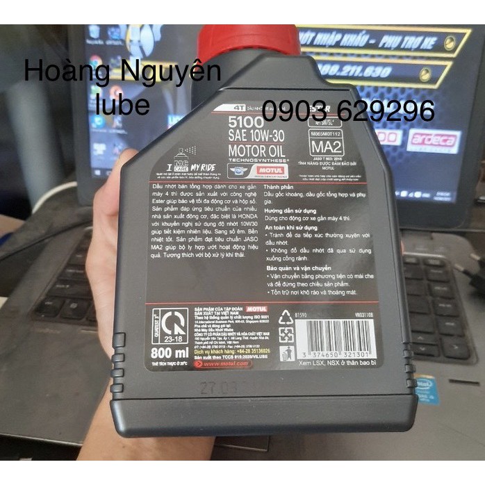 Nhớt Motul 5100 10w30 800ML và 1L Công Nghệ Ester - Nhớt Xe Máy chính hãng Motul - dòng nhớt mới có tem và mã QR