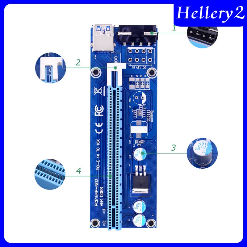 Card PCI-E VER006S PCIE 1X Sang 16X USB 3.0 SATA Cho Bitcoin 4pin