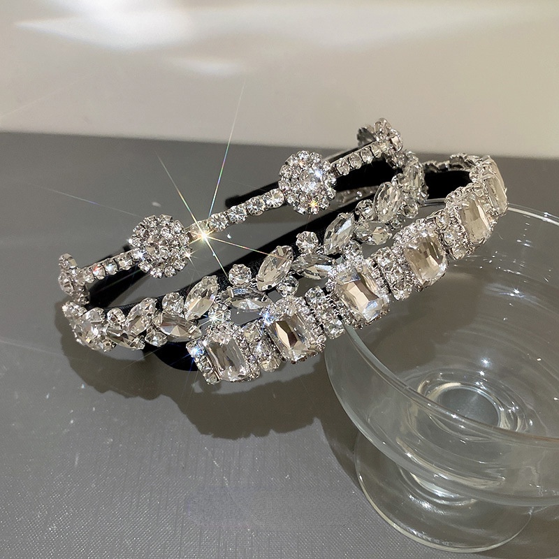 Băng Đô Cài Tóc Họa Tiết Hình Học Đính Đá Cao Cấp Thời Trang Theo Phong Cách Hàn Quốc