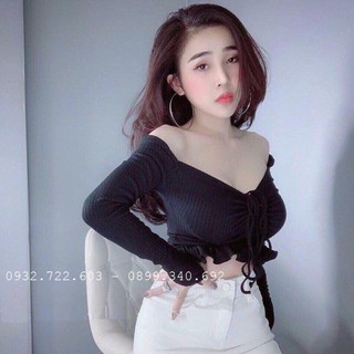 ⚡SALE⚡Áo Body Tay Dài Sexy Rút dây ngực thun tăm