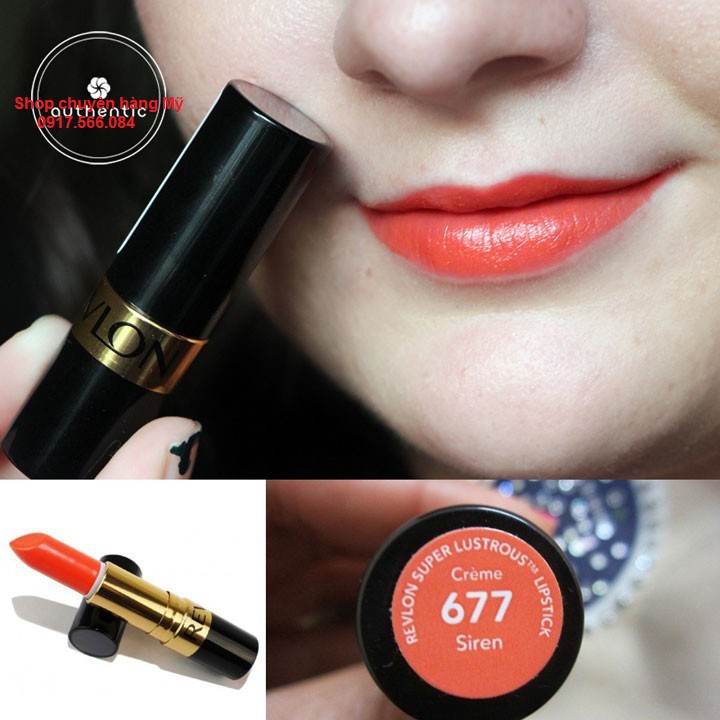 Son Revlon Suprer Lustrous Lipstick Creme 677 Siren - Cam Rực Rỡ Hàng xách tay của Mỹ
