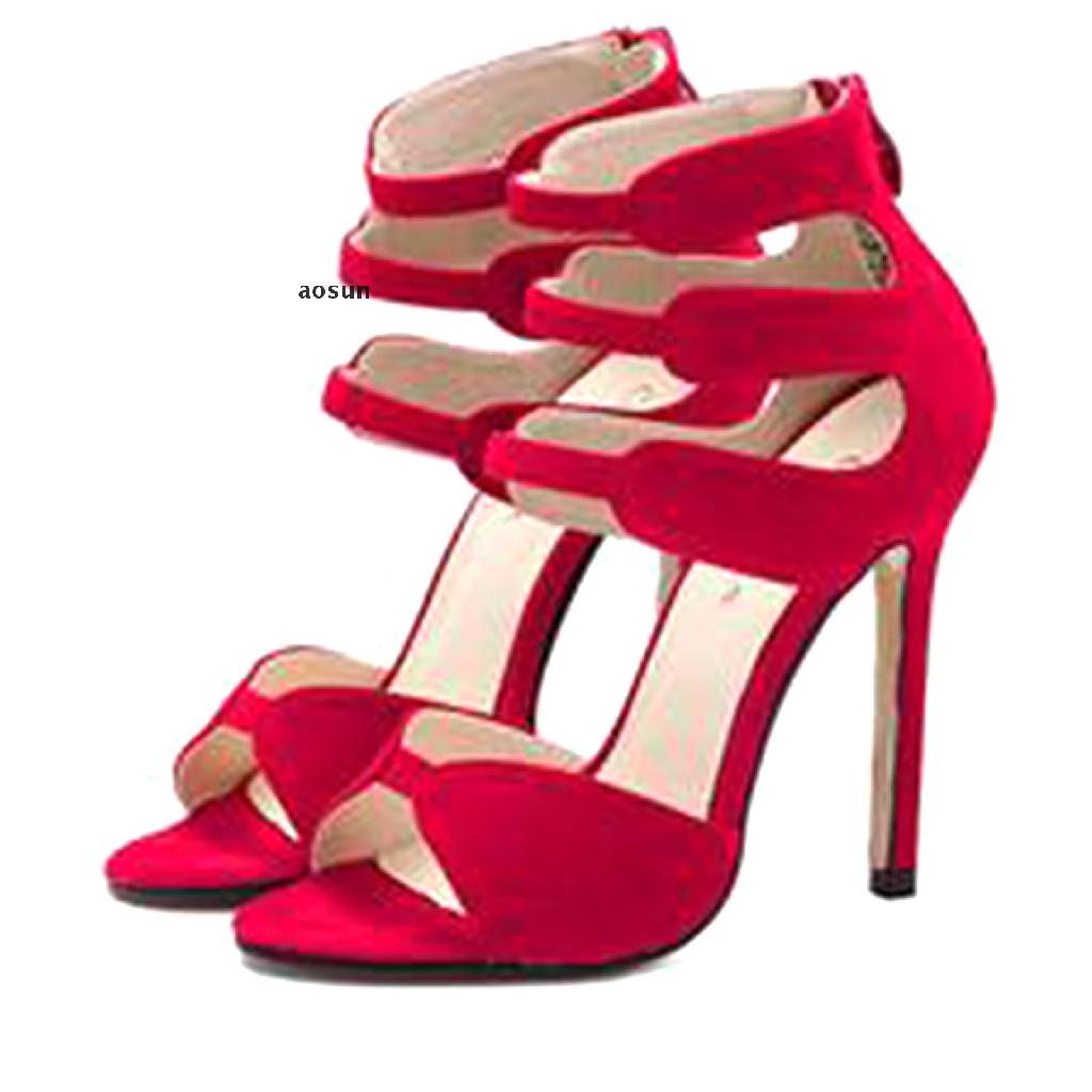 【aos】 Womens Peep Toe Stilettos Sandals Ankle Strap Dress Wedding Pump Shoes .