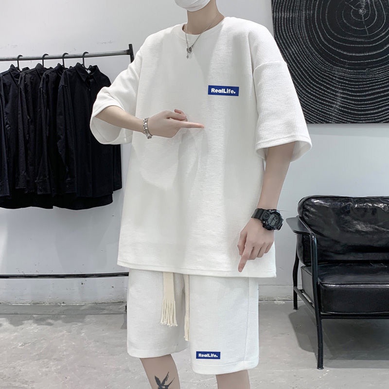 Bộ Đồ Thể Thao Ngắn Tay Dáng Rộng Thời Trang Mùa Hè Hàn Quốc Giản Dị Dành Cho Nam