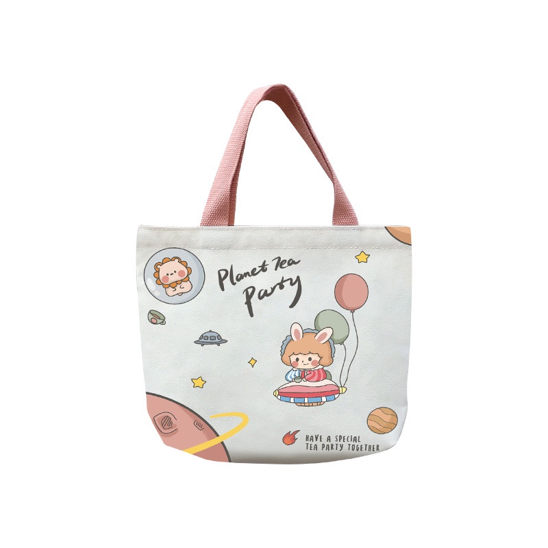 Túi Vải Xách Tay Mùa Hè In Họa Tiết Dễ Thương Phong Cách Hàn Quốc Cho Nữ