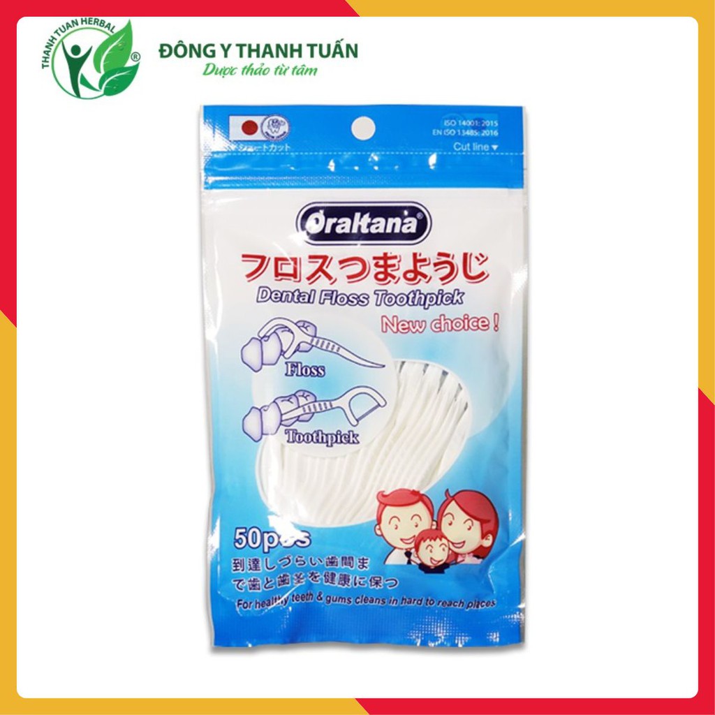 [Combo Sỉ] 10 Túi Tăm Chỉ Nha Khoa Oraltana 50 Chiếc/Túi  - Sự Kết Hợp Hoàn Hảo Giữa Chỉ Tơ Nha Khoa &amp; Tăm Xỉa Răng