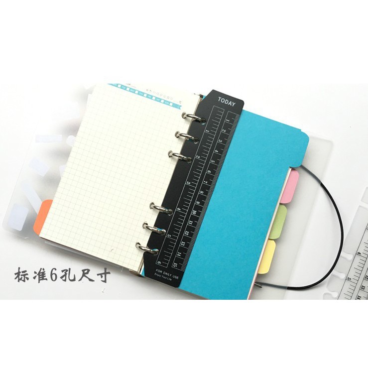 Thước Kẻ Gắn Bìa Sổ Còng Binder Thước Today Phụ Kiện Sổ Còng Siêu đẹp A6 A5 6 Lỗ  B5 9 Lỗ A4 4 Lỗ Màu Trắng Đen Hồng