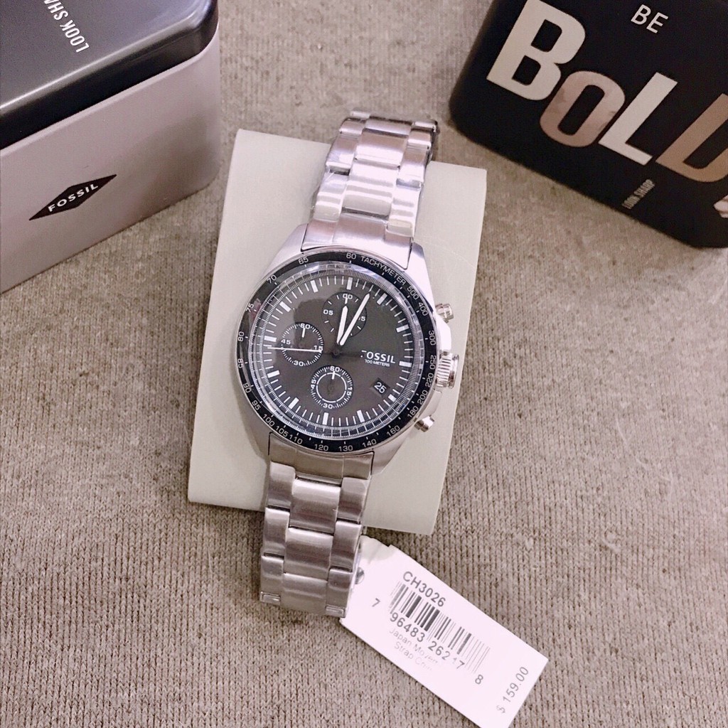 Đồng hồ Nam Fossil 44mm CH3026 - Quartz - Dây kim loại