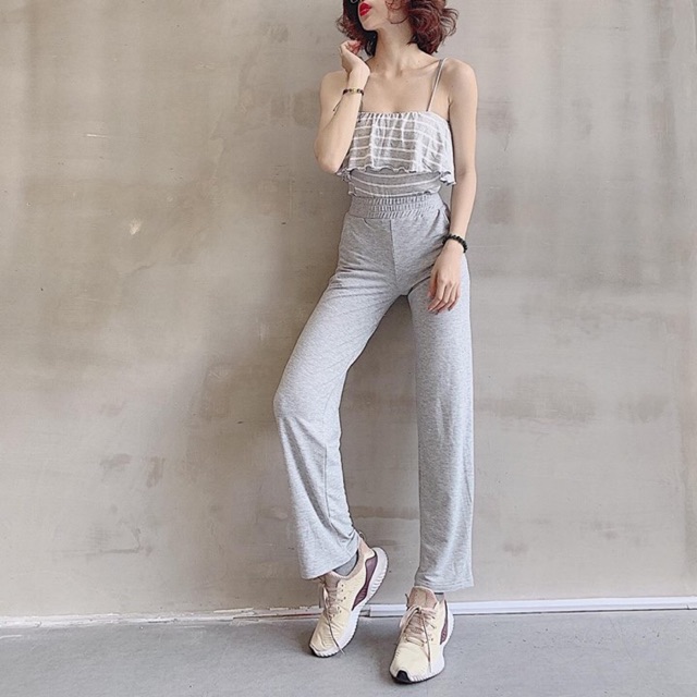 Quần thể thao nữ quần ống suông chất thun nỉ co giãn 4 chiều