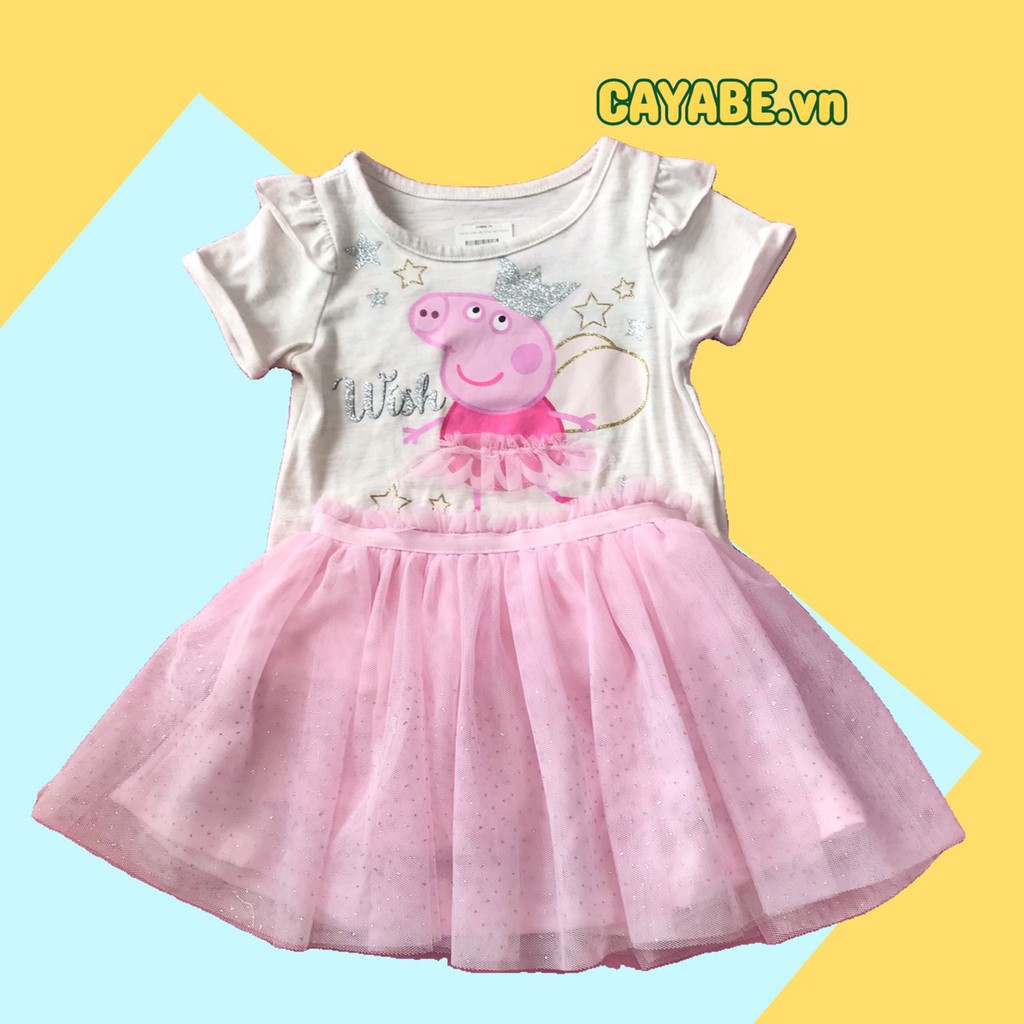 SET ÁO VÀ CHÂN VÁY CÔNG CHÚA CAYABE MÀU HỒNG HEO PEPPA PIG CHO BÉ GÁI (QUẦN ÁO TRẺ EM)