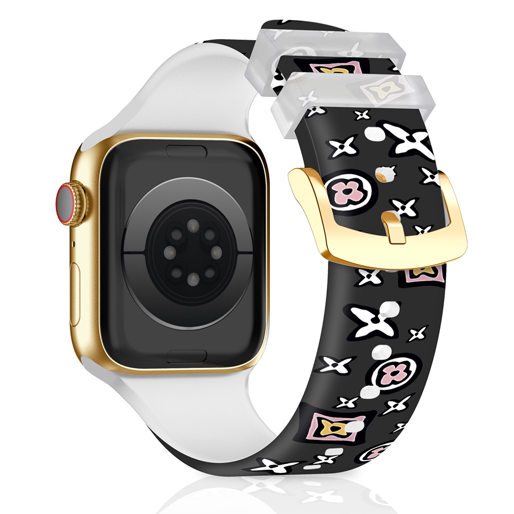 Dây Đeo Silicon Trong Suốt Họa Tiết Cẩm Thạch / Hồng Hạc Cho iWatch 38 40 41 42 44 45mm 8 7 6 SE 5 4 3 2 1