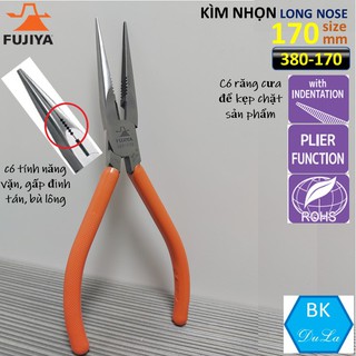 [Chính hãng Nhật] Kìm nhọn mỏ dài cắt dây thép dây đồng 170mm Fujiya 380-170  made in Japan Nhật Bản