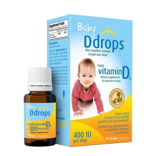 Baby D Ddrops Vitamin D3 cho trẻ sơ sinh 90 giọt