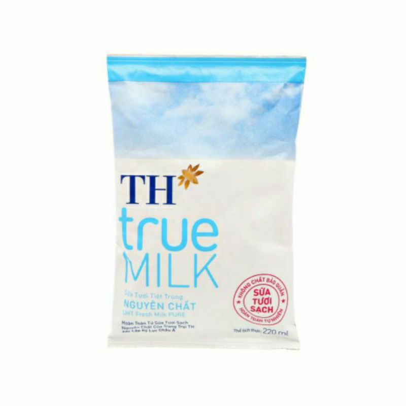 Sữa tươi nguyên chất túi TH true milk có đường /không đường/ít đường 220ml